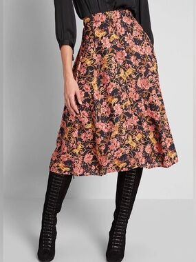 ModCloth Assorted Admirers Buttoned Midi Skirt- Size 28/4X